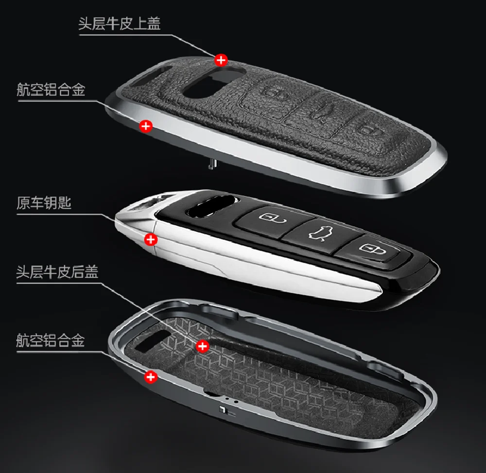 Car Remote Key Fob Shell Cover Case For Audi A3 A4 B9 A6 C8 A7 S7 4K A8 D5 S8 Q7 Q8 SQ8 E-tron 2018 2019 2020 2021 Accessorie