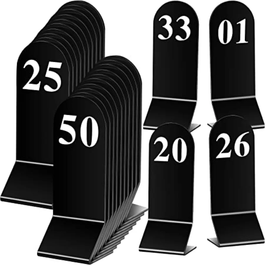 

50 шт. номерков для столов 1-50, акриловые двусторонние карточки-номерки для ресторанов, акриловые держатели для карточек-номерков, свадебные карточки-номерки 2,36 x [размер в см, например, 2,36 x 10 см]