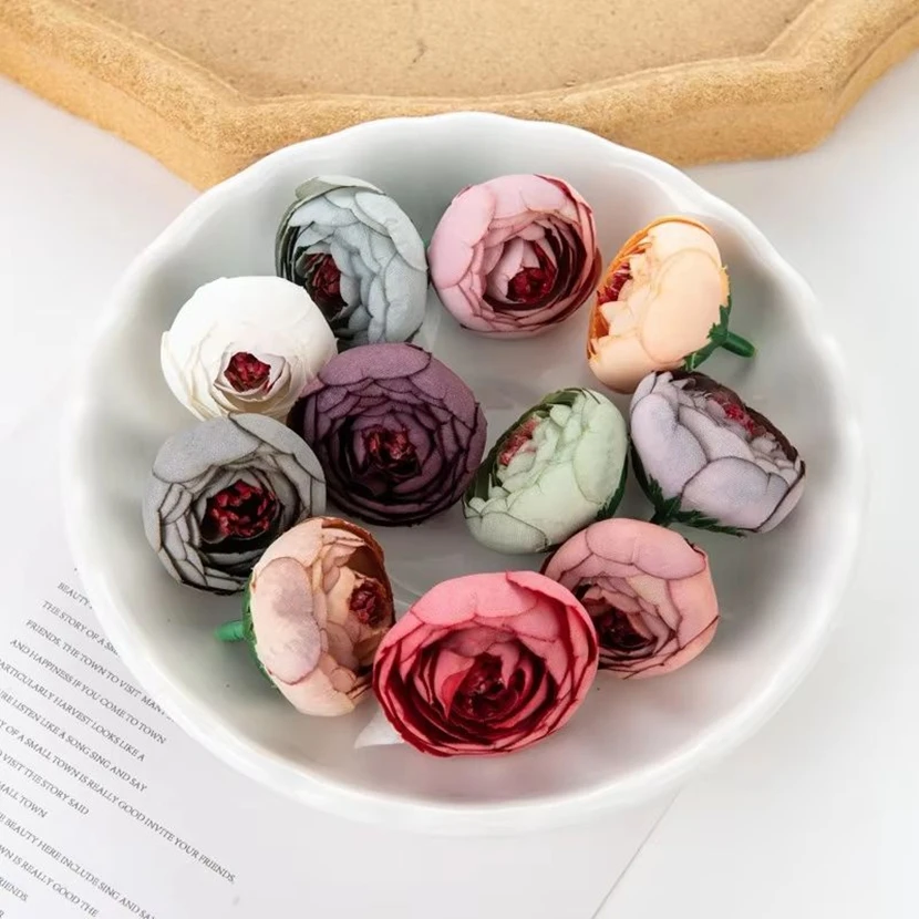 10 adet yapay çiçekler ipek çay tomurcuğu bahçe gül kemer karalama defteri ev dekor sevgililer günü çelenk düğün buket Diy şeker kutusu