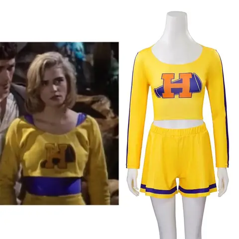 Disfraz de Buffy the Vampire Slayer para mujer, uniforme de animadora amarillo, traje de fiesta de Halloween