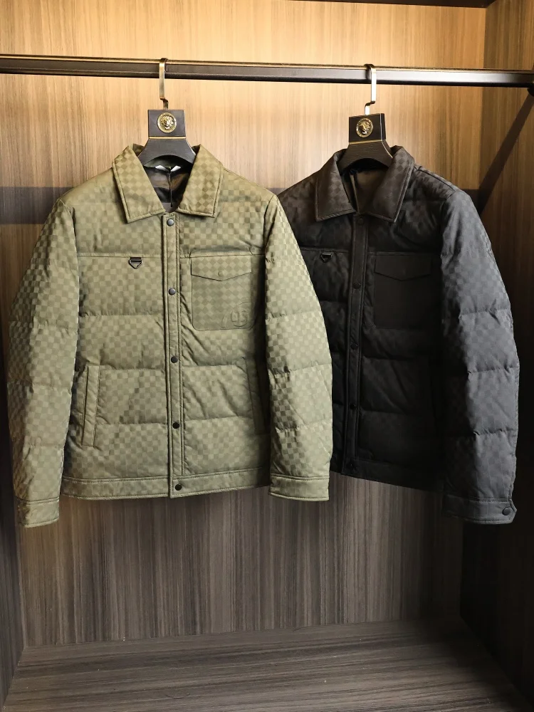 

Мужская модная клетчатая фланелевая куртка на пуху, осенне-зимняя теплая куртка Sli стандартного кроя с кетом