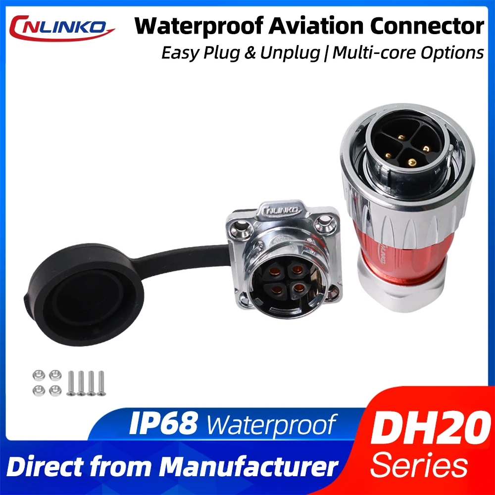 CNLINKO DH20 Electrical Connector Industrial Waterproof IP68 Soldering Wire Heavy Duty Metal Connector for Construction & Mining
