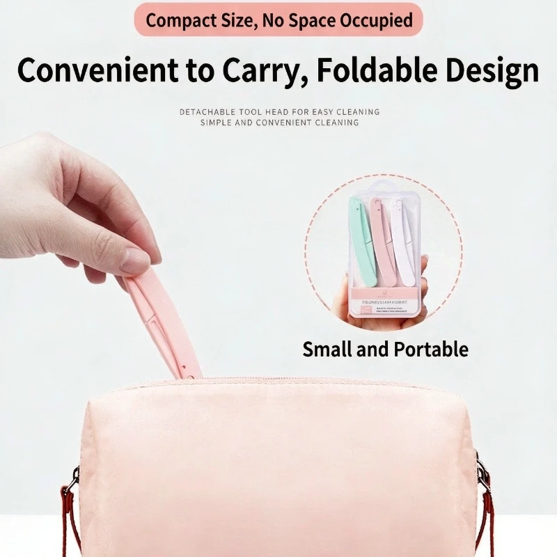 3pc Safe Folding Ladies Face Shaver Eyebrow Trimmer Blade Anti-Scratch facial epilators Eyebrow Trimmer for Ladies Face