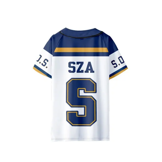 

SZA S.O.S Album, SOS Tour Personalized Streetwear Harajuku Thin button Baseball uniform Men/Women customizable 9271