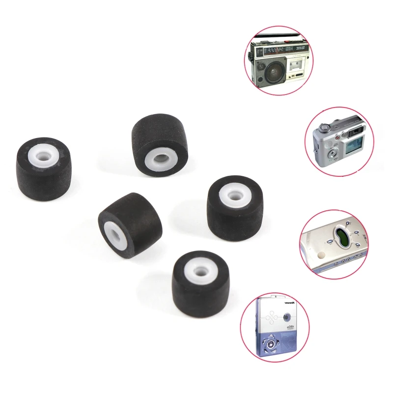 5 Pezzi Puleggia In Gomma 10.5x7.9x2mm Per Lettori Cassette E Stereo, Sostituzione Rullo Di Pressione