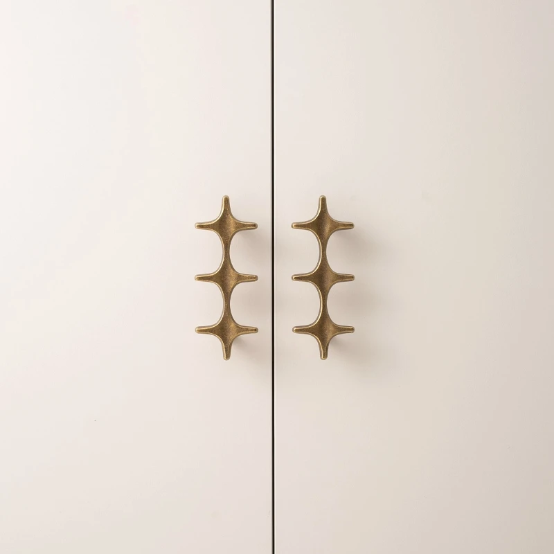 Nordic Vintage Bronze Solid Brass Cabinet Knobs Cupboard T Bar Handles for Furniture / Cross Shaped Door Handle Cabinet Pulls