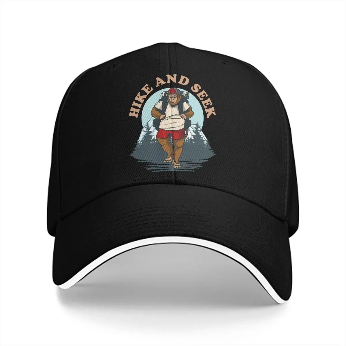 Hike and Seek Camping Hiking Hiker Cryptid Classic Bigfoot Sasquatch Outdoor Cap Sun Visor Hip Hop Caps Cowboy Hat Peaked Hats