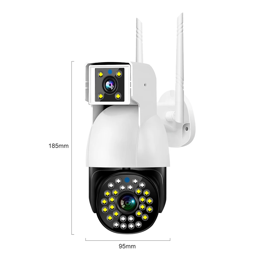 4MP PTZ WIFI Camera Dual Lens Outdoor V380 Pro Smart Home Color Night Vision Waterproof Wireless Surveillance Camera