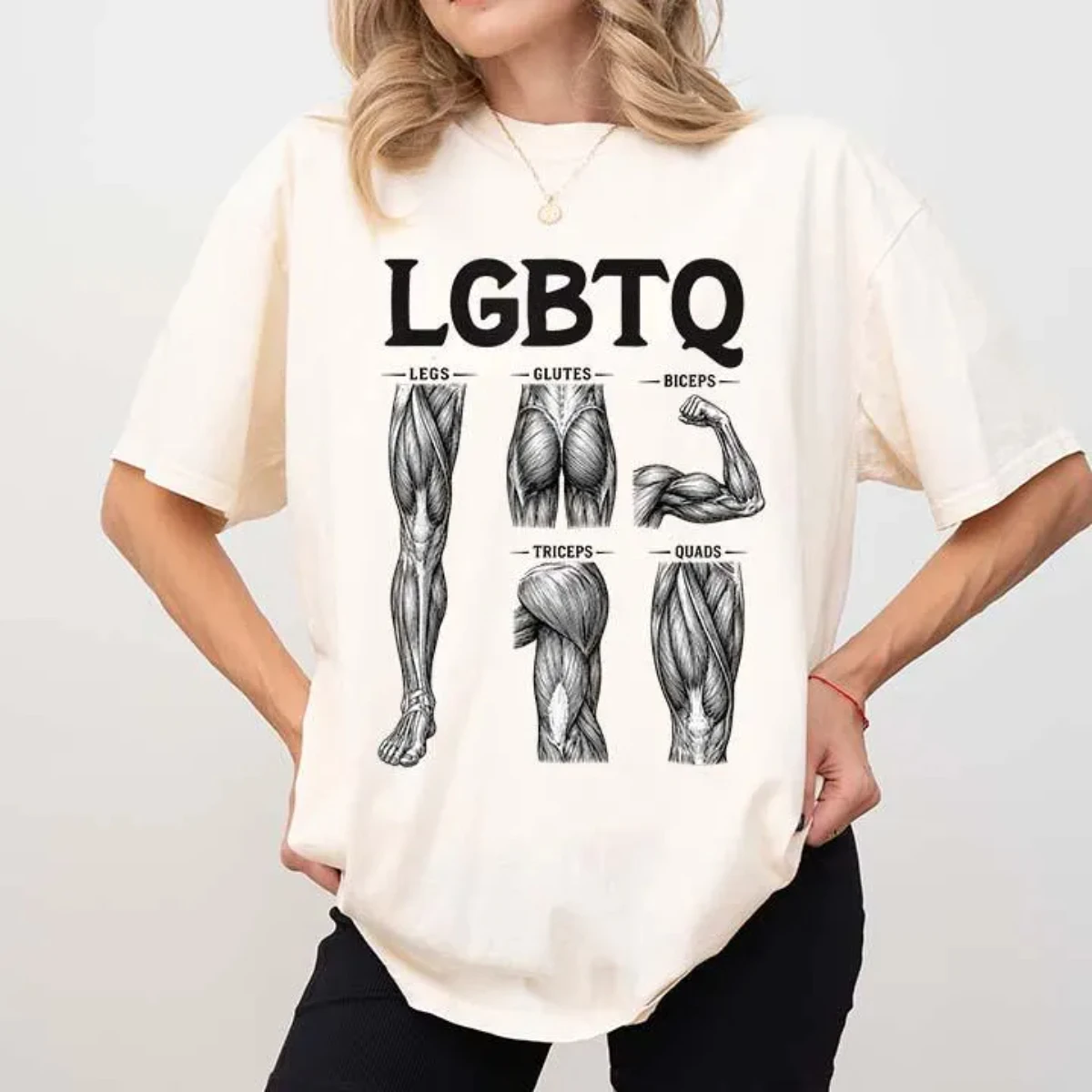 LGBTQ Legs, Hips, Biceps, Triceps, Quadriceps Fitness Enthusiasts Exercise T-shirt Women's  Versatile Printed Pattern T-shirt
