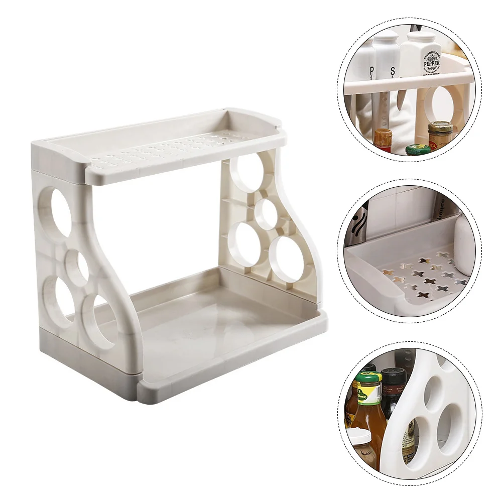 

1Pcs Kitchenware Organizer Rack Strong Plastic Multi Compartment Storage Shelf for Cookware and Seasonings Easy Assemble Kitchen