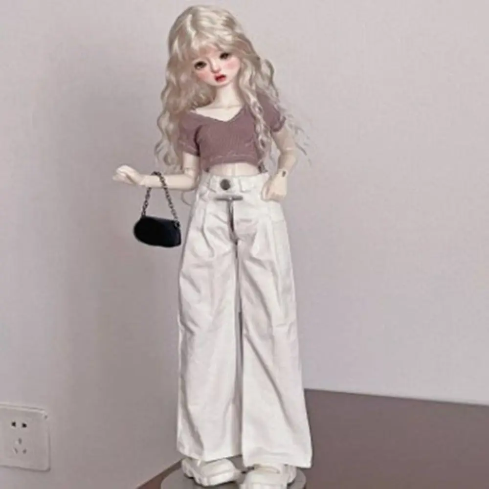 

Fashion Wide Leg Pants T-shirt Casual Wears Princess Clothes Dolls Accessories Tops Trousers for 1/4 BJD Dolls 45cm