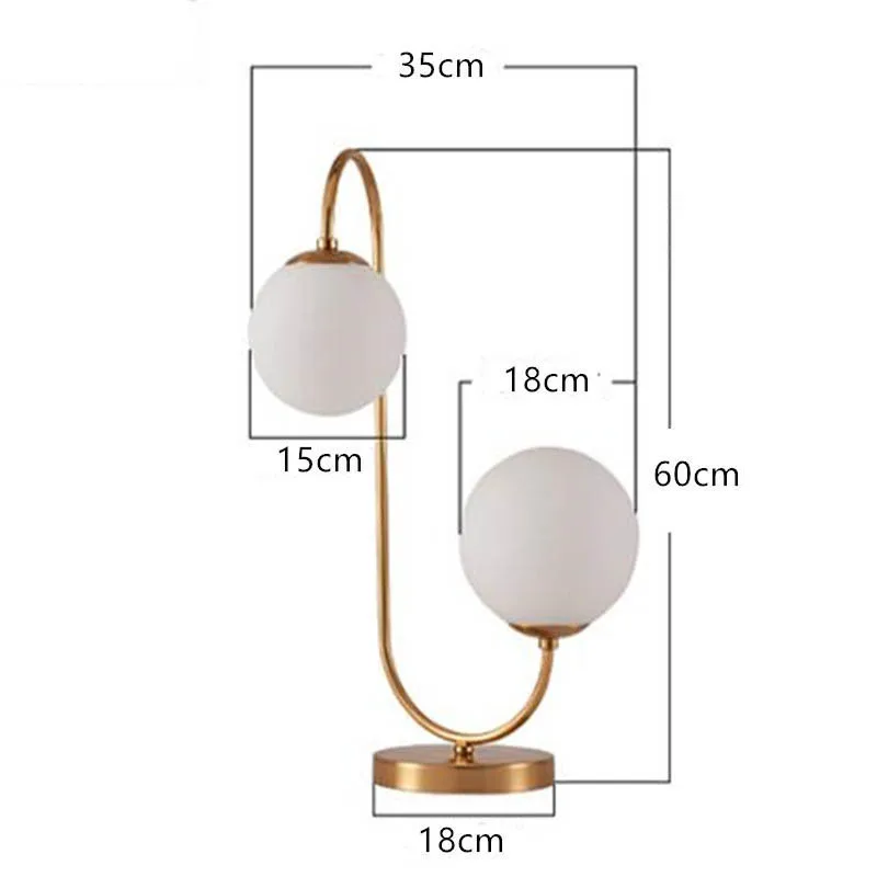 SGROW Creative Two Glass Balls Table Lamp for Study Bedroom Bedside Table Light Nordic Minimalist Desk Lamp Globes Lights