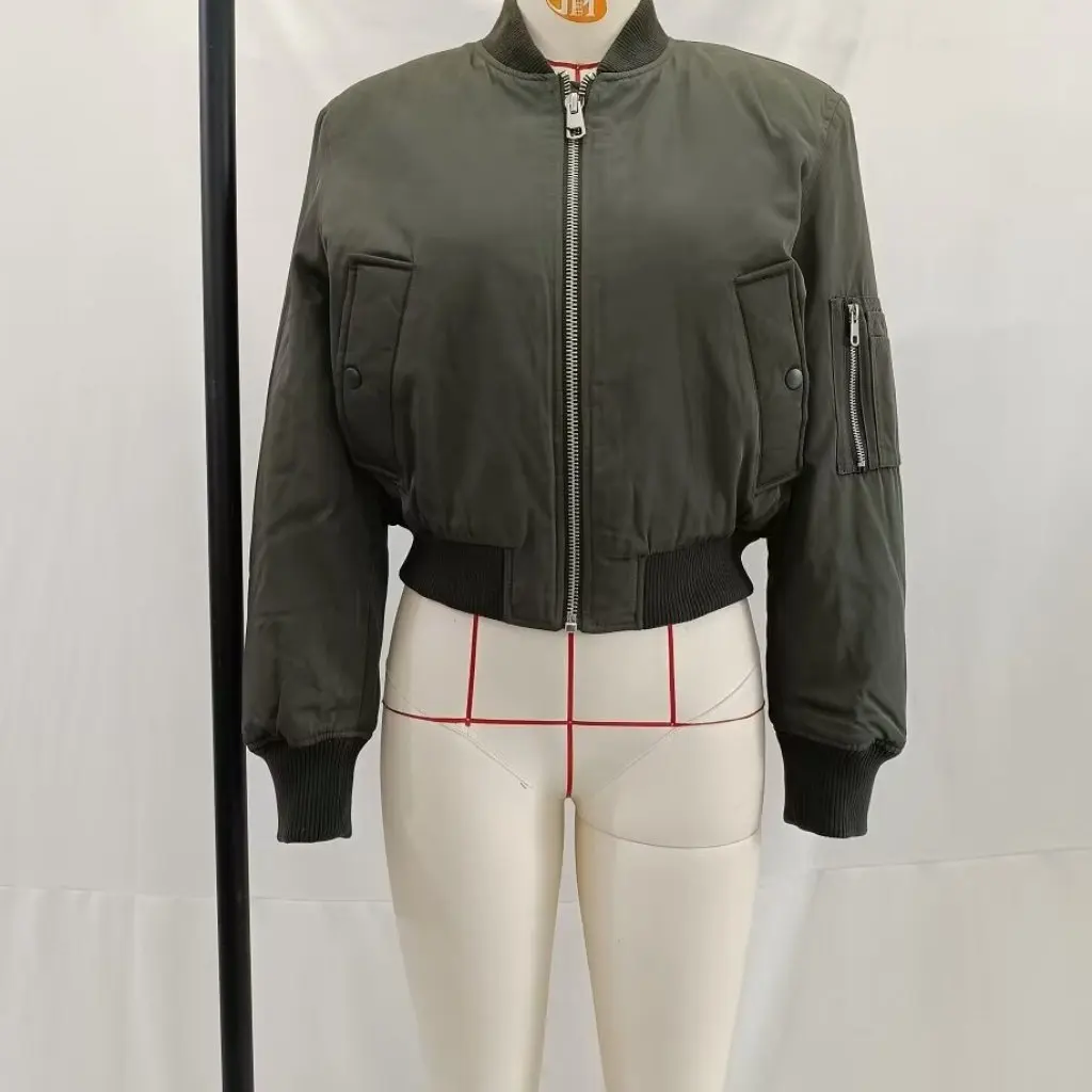 

Women's Stand Collar Quilted Pilot Jacket Solid Color Autumn Fashion European And American Style Clothing Wholesale