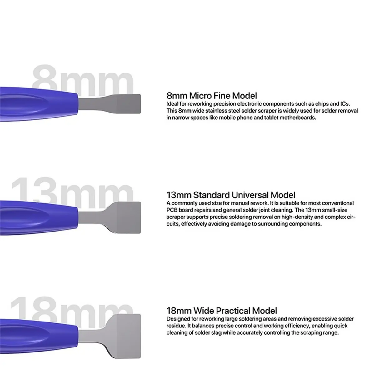 【MUST-HAVE LIST】 Tin Scraper 3pcs Set Non Magnetic Solder Removal Tool for Phone PCB Repair Precise Tin Scraping Non Slip Handle