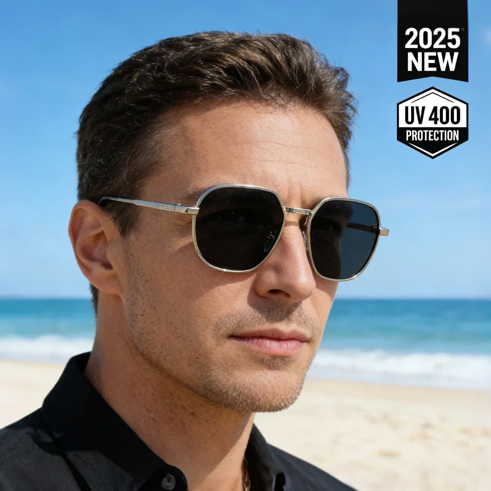 Trendy Square Metal Frame Polarized Sunglasses 2025 New Design Men Women UV Protection Summer Sunshade Lightweight Sunglasses