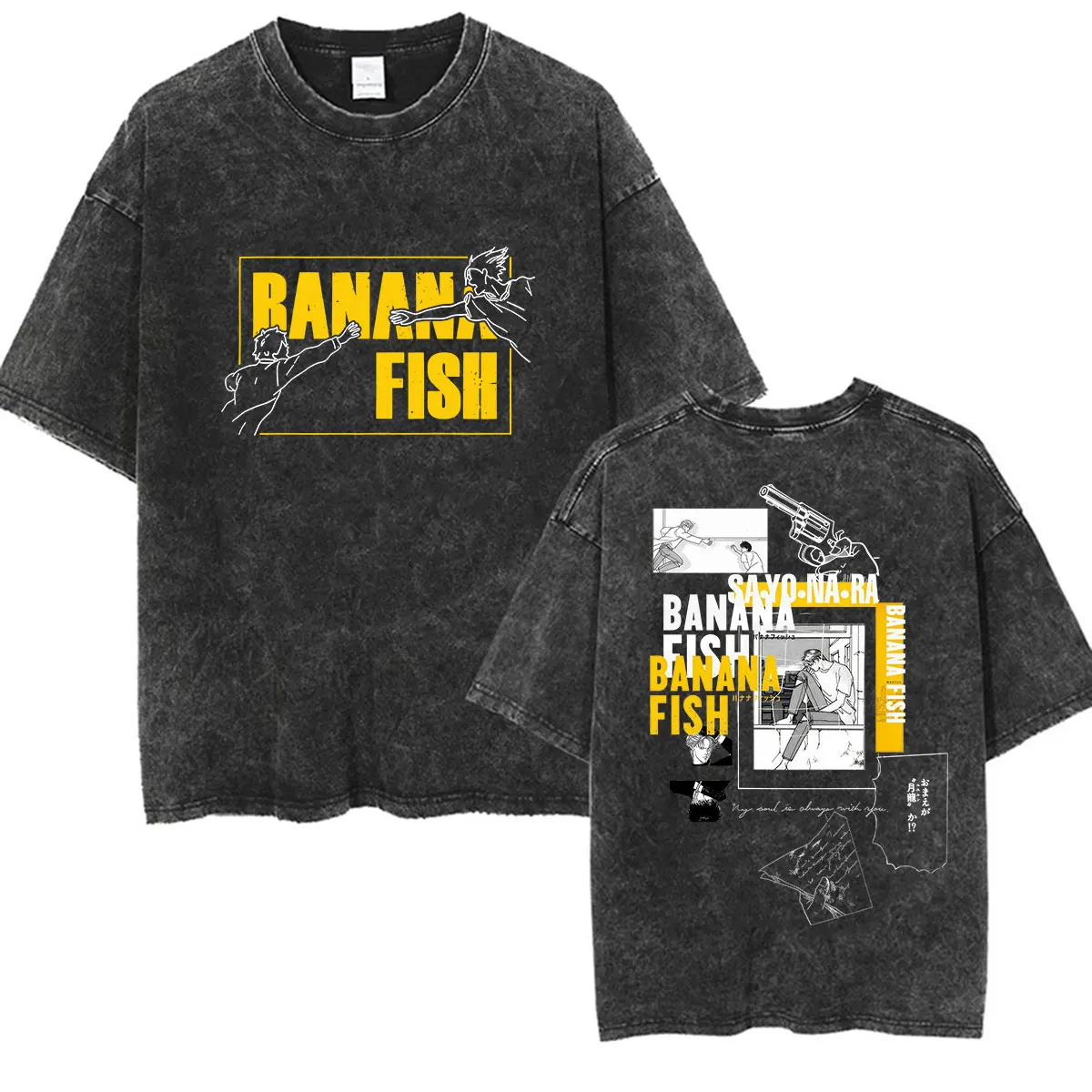 Anime Banana Fish Eiji Okumura Ash Lynx Vintage Washed T Shirts Men's Women Harajuku Clothing Fashion Oversized Cotton T-shirts view 5