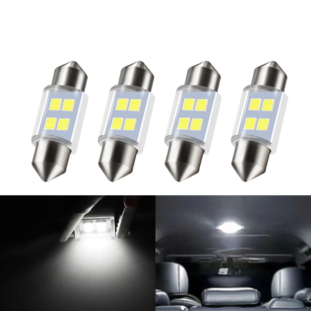 4pcs DE3175 LED Festoon Bulbs - 31mm 1.22in DE3022 Car Interior Lights White Perfect for Map, Dome & License Plate DC 12V