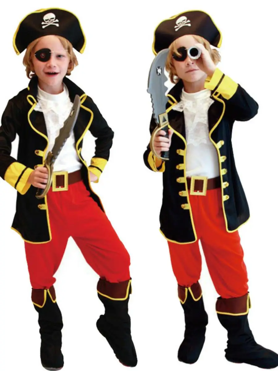 Neue Halloween Jungen Par Cosplay Piraten Rollenspiel Kostüm Performance Kleidung Kinder Piraten Outfit Jungen Dr up Clo...