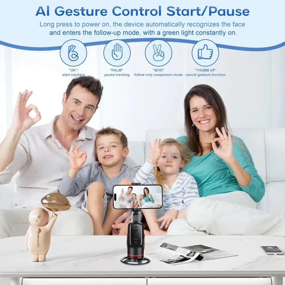 Smart Phone Gimbal - 360° Rotation, Auto Tracking, Stabilize Shots for Phone, Perfect for Vlogging & Live Streaming, Easy To Use