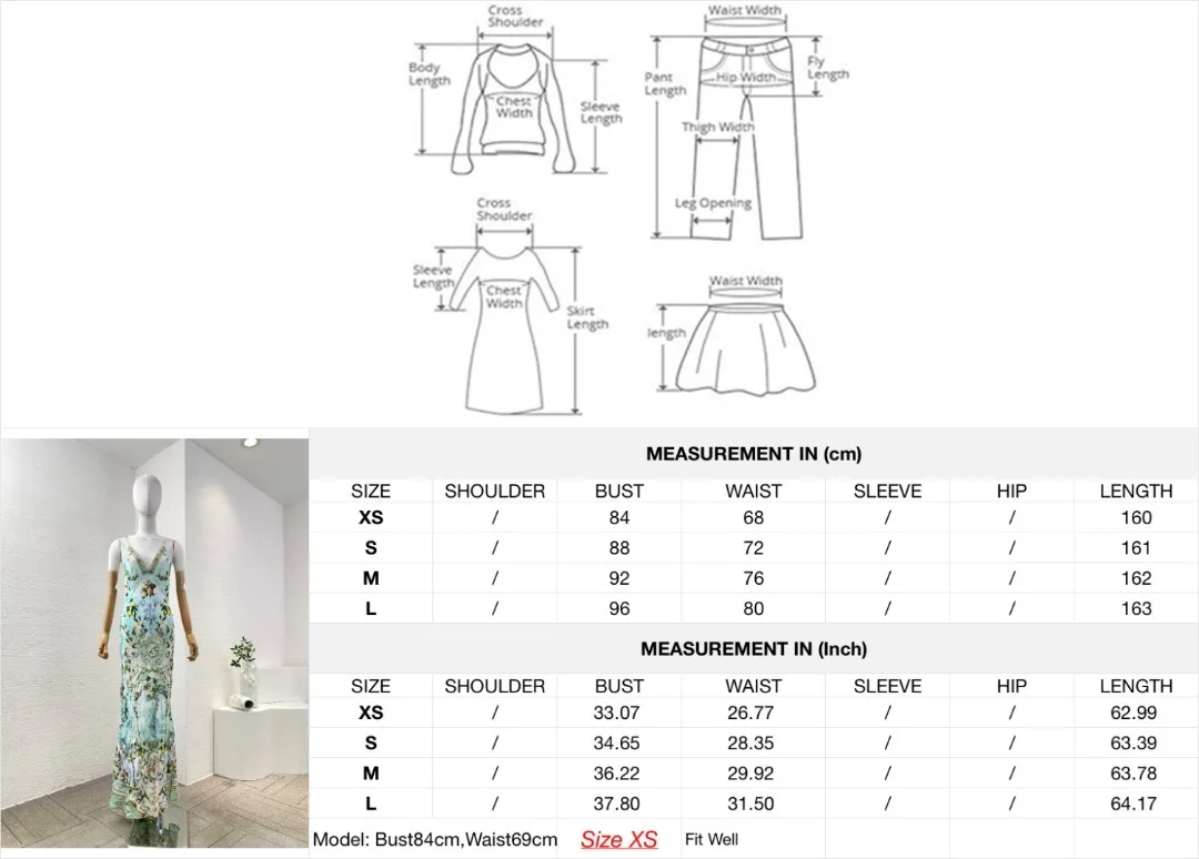 Hochwertiges, ärmelloses, rückenfreies Maxikleid mit grünem Blumendruck und Diamanten