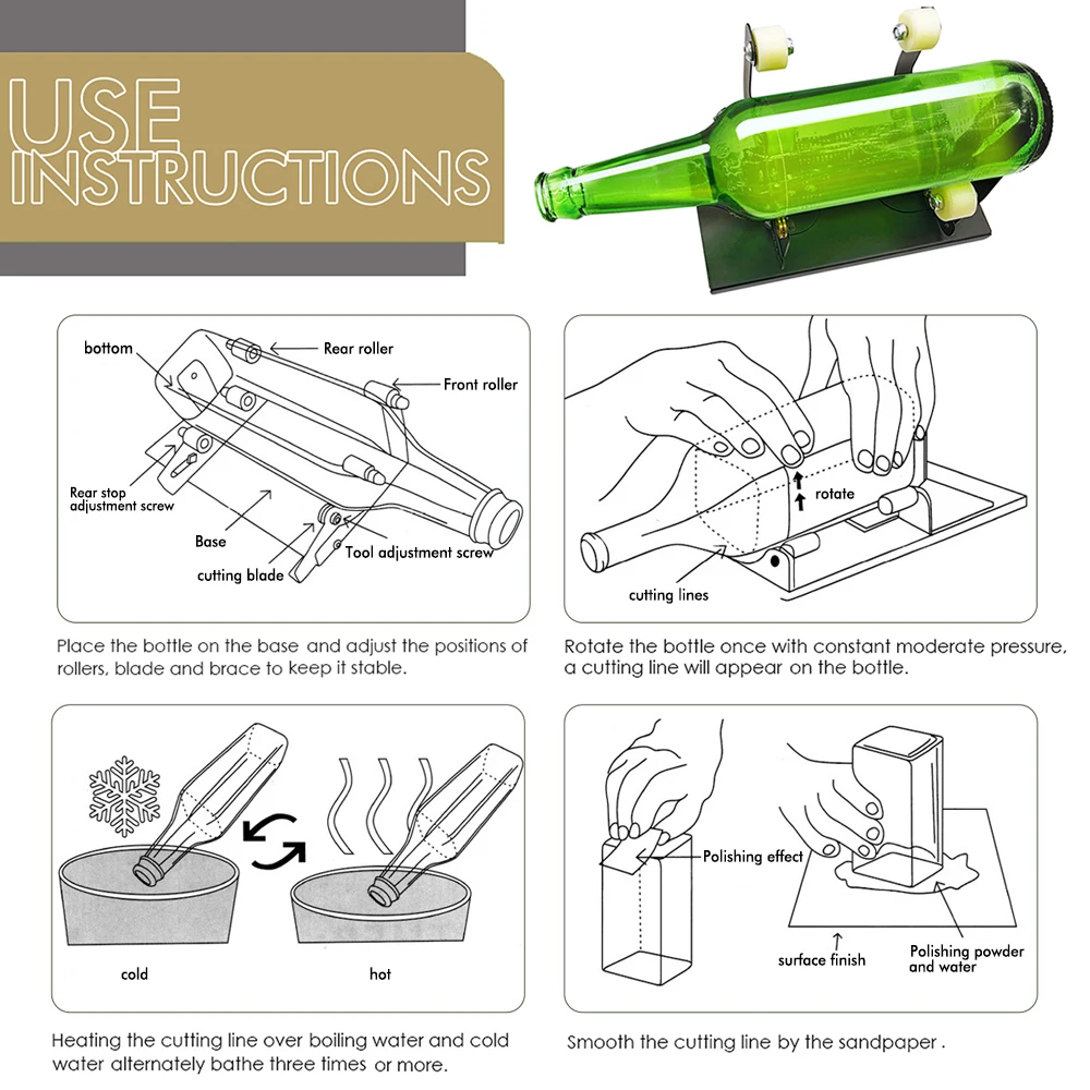 DIY Glas Flasche Cutter Werkzeug Quadrat Runde Wein Bier Glas Skulpturen Cutter Maschine für Bier Glas Schneiden Flaschen Halter