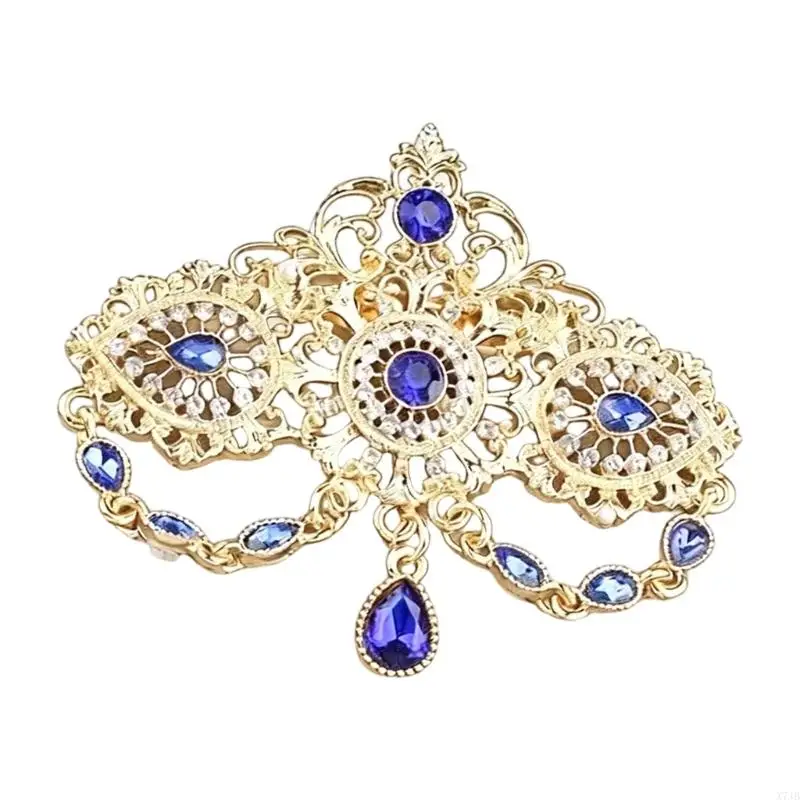 Moroccan Inspire Crystals Brooch Hollow Out Tassels Detail Arabic Designs For Bridal Women