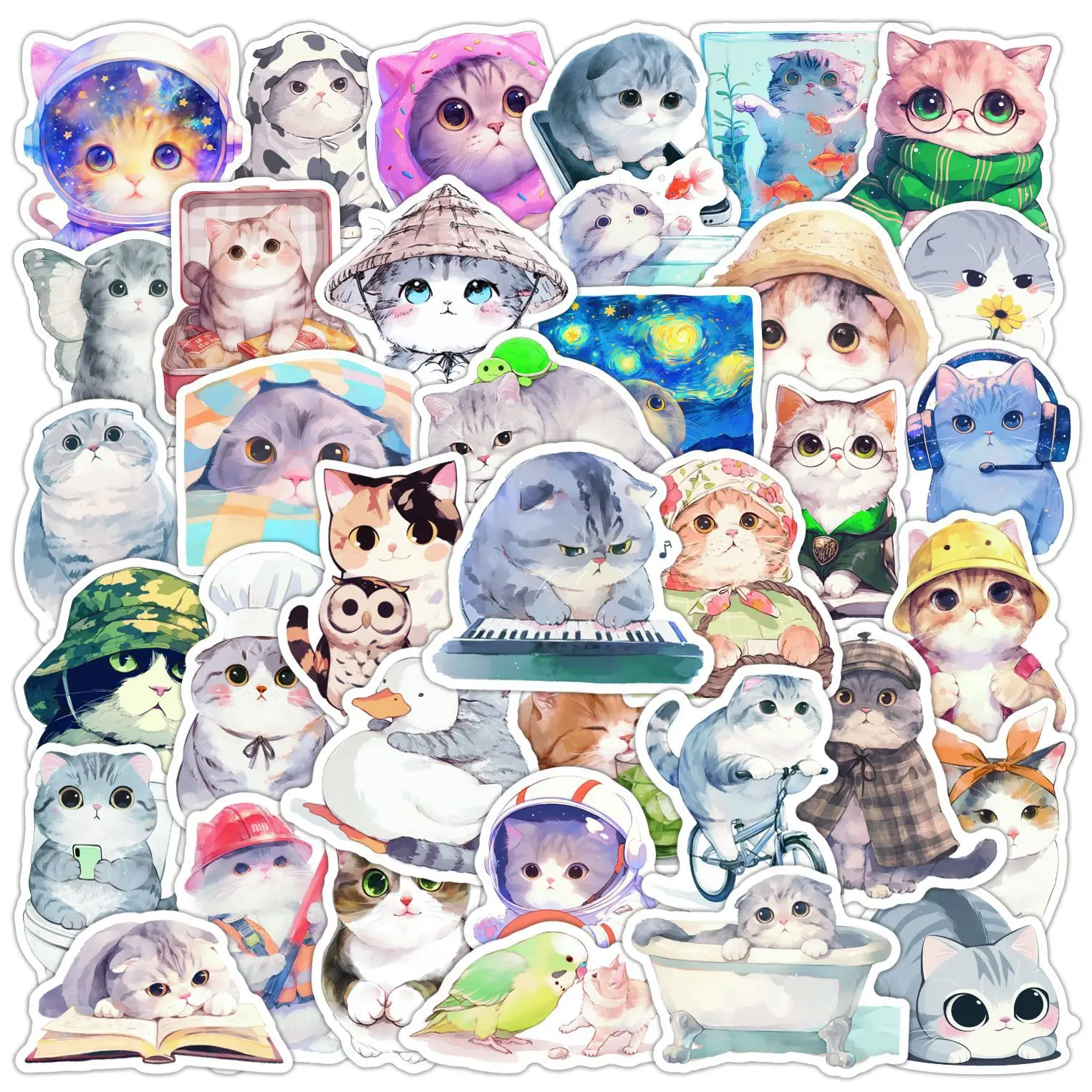 10/30/50 PIÈCES Chat Mignon Autocollants Enfants Jouets BRICOLAGE Décoration Kawaii Animal Autocollants Réfrigérateur Bagages Ordinateur Portable Téléphone Guitare Vélo Planche À Roulettes