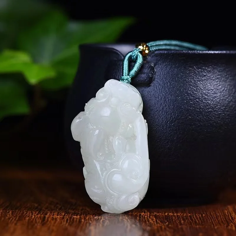 Natural Hetian Jade Ruyi Pixiu Pendant Exquisite Jewelry 24*40mm