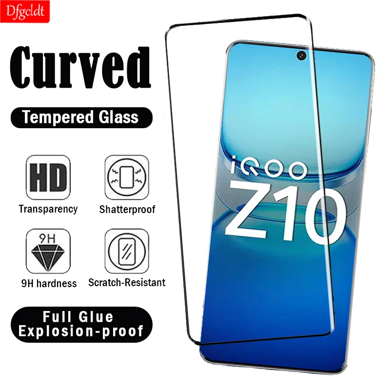 Изогнутое закаленное стекло 3D с полным клеем для Vivo iQOO Z10 Z9S Z7 Pro S16 S17 S17t S17e Защитная пленка для экрана iQOO 12 11 10 9 Pro