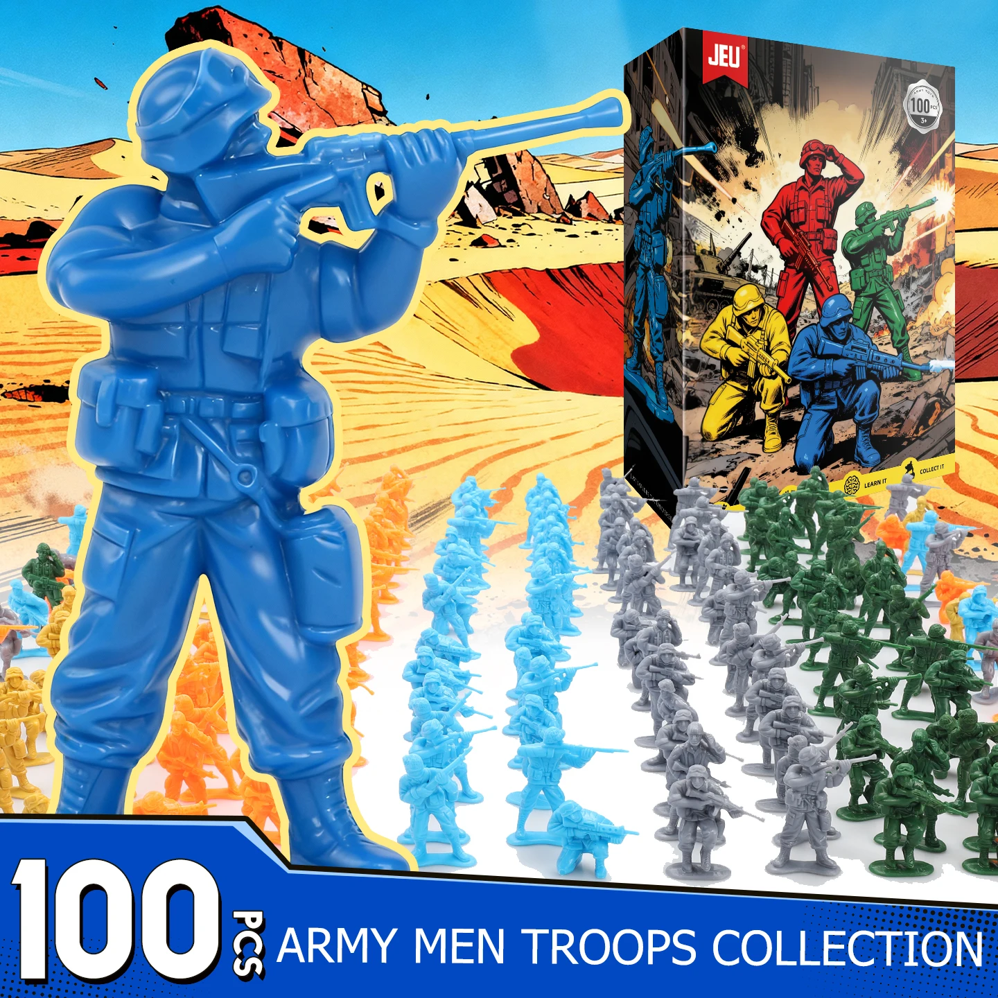 ViiKONDO الجيش الرجال لعبة الجندي 100 قطعة عمل عسكري الشكل 4-5 سنتيمتر الكلاسيكية القوات الصغيرة متعة المناورات تمثال معبأة في صندوق ملون #5