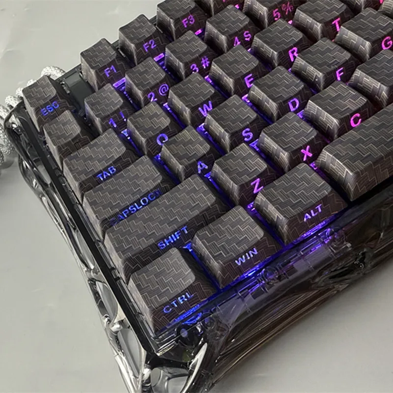 Teclas con grabado lateral texturizado de fibra de carbono, material PBT, altura Original wooting60he Meijia Lion Succubus, 87 teclas