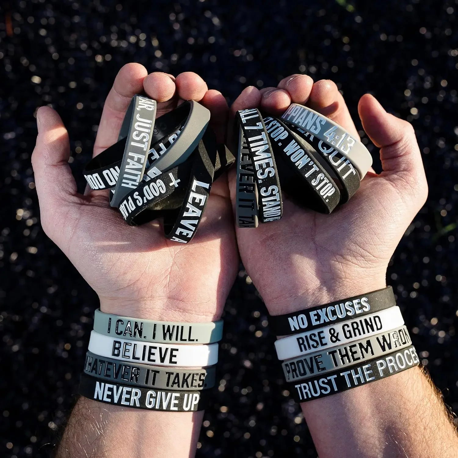 50PCS Custom Silicone Wristbands - Personalized Rubber Bracelets reat for Motivational, Fundraising, Events, Promotions, Gifts