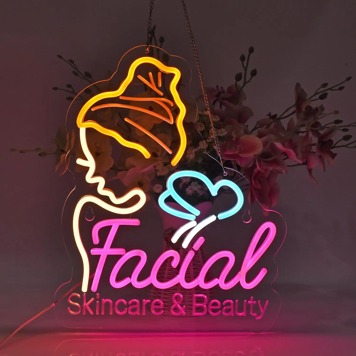 Facial Neon Sign LED Neon Light Sign Wall Art Decoration for Business Beauty Makeup Room Spa Hair Salon Lash Lounge Studio