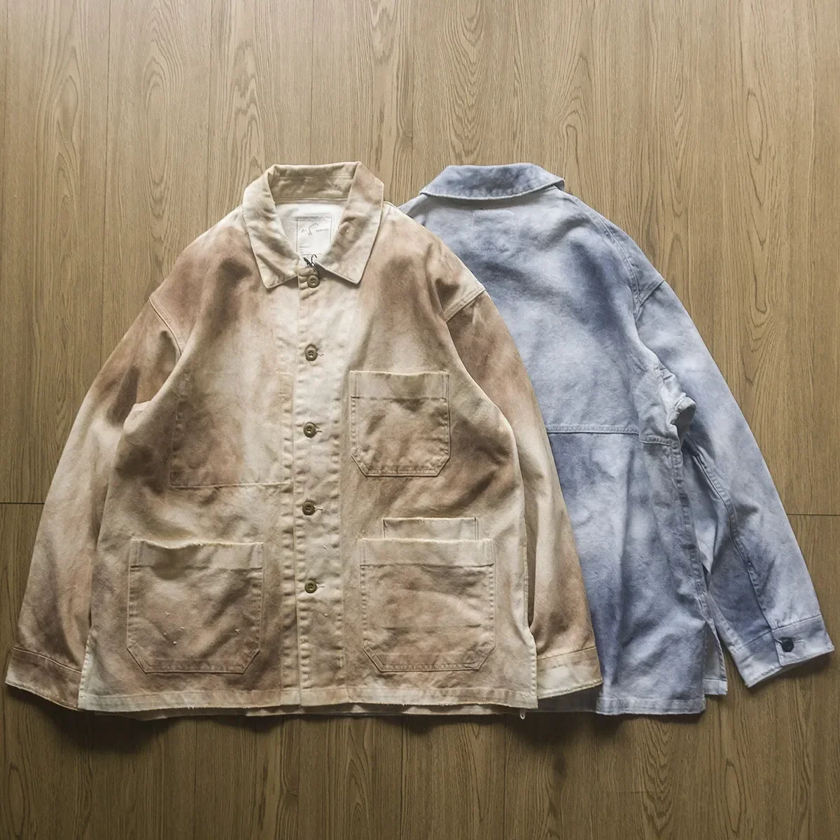Heavy cotton canvas handmade old casual suit retro tie-dye jacket