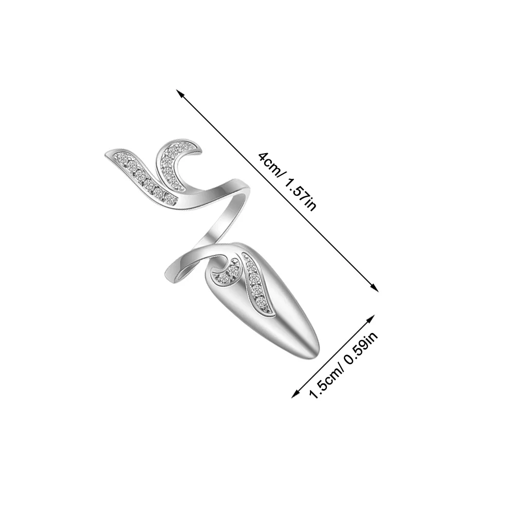 4 szt. Pierścionków na paznokcie z kryształkami, ozdobne pierścionki ze stopu do paznokci, wielokrotnego użytku, eleganckie, na wesele, studniówkę, imprezę, damska biżuteria na palce.