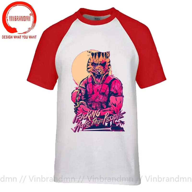 Geek hotline miami men t-shirt clothing new male t shirt print pattern o-neck casual top-down shooter video game teeshirt