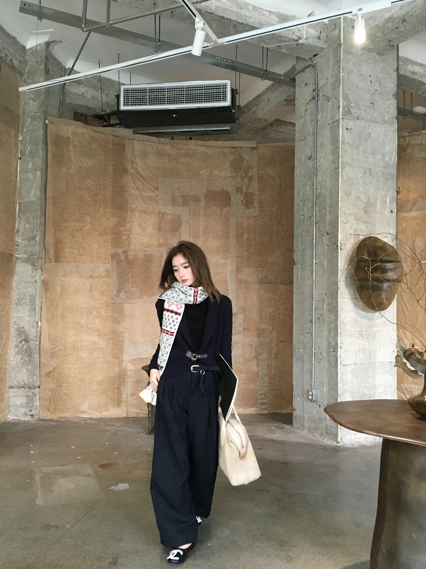 

Женские повседневные брюки Cunblvd с высокой талией и широкими штанинами, осенне-зимние, модные, универсальные, свободного кроя