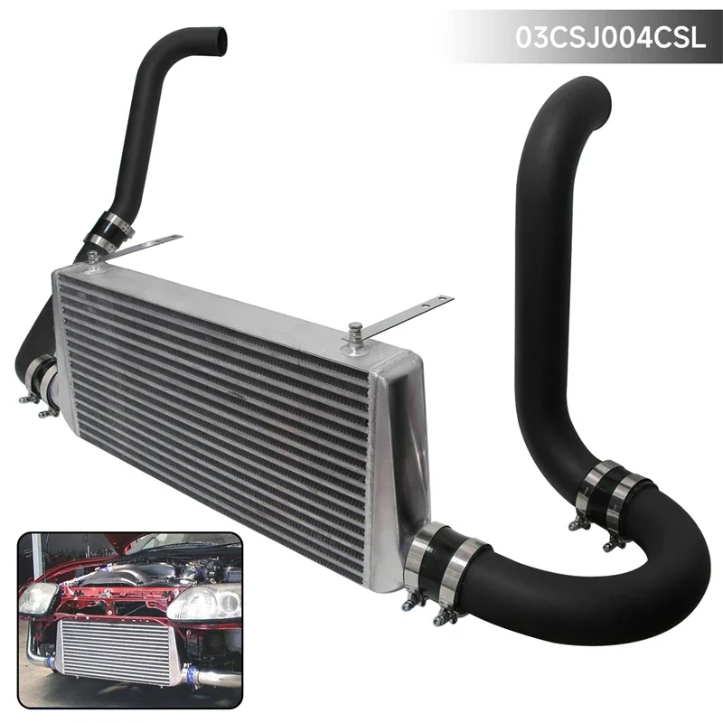 FMIC Turbo Intercooler Kit Fit For Toyota Supra JZA80 2JZGTE 2JZ Turbo 93-98 Black/Silver