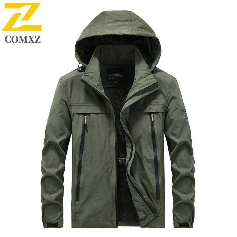 

COMXZ Light Luxury Men Coat Fashion Hooded Collar Outdoor Office Windproof Coat Street Style Lightweight Spring Autumn Garment