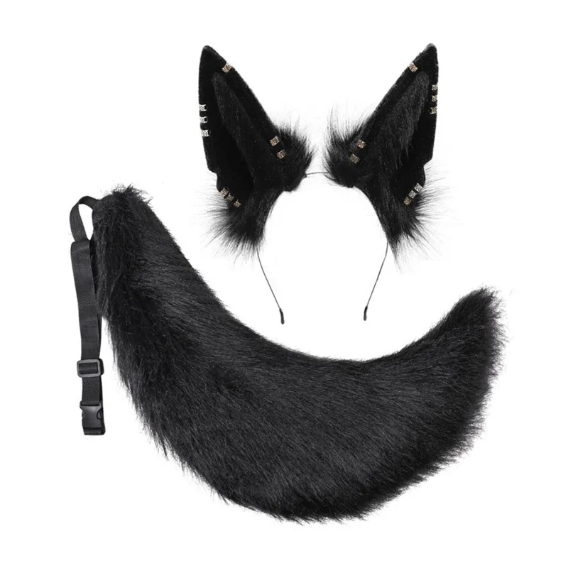Костюм шакал с кошачьими ушками Анубис из египетского Анубиса, плюшевая повязка на голову в стиле "Лолита", головной убор с ушками животных, милые аксессуары для костюма для вечеринки