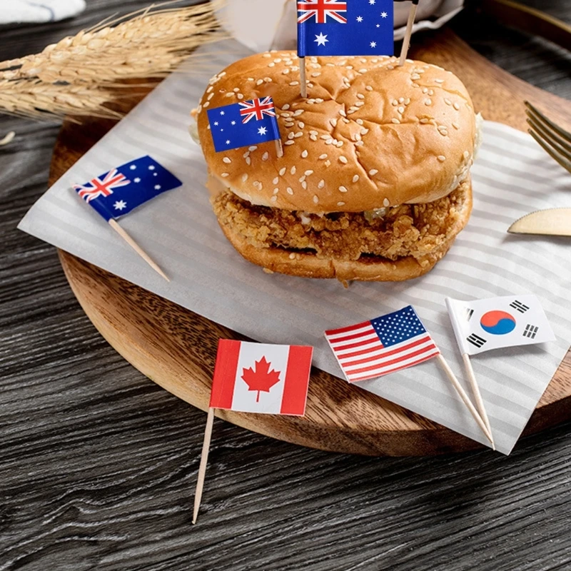 100 unidades bandeiras palitos dente Eurovisions bandeiras comida celebram a diversidade todo o mundo