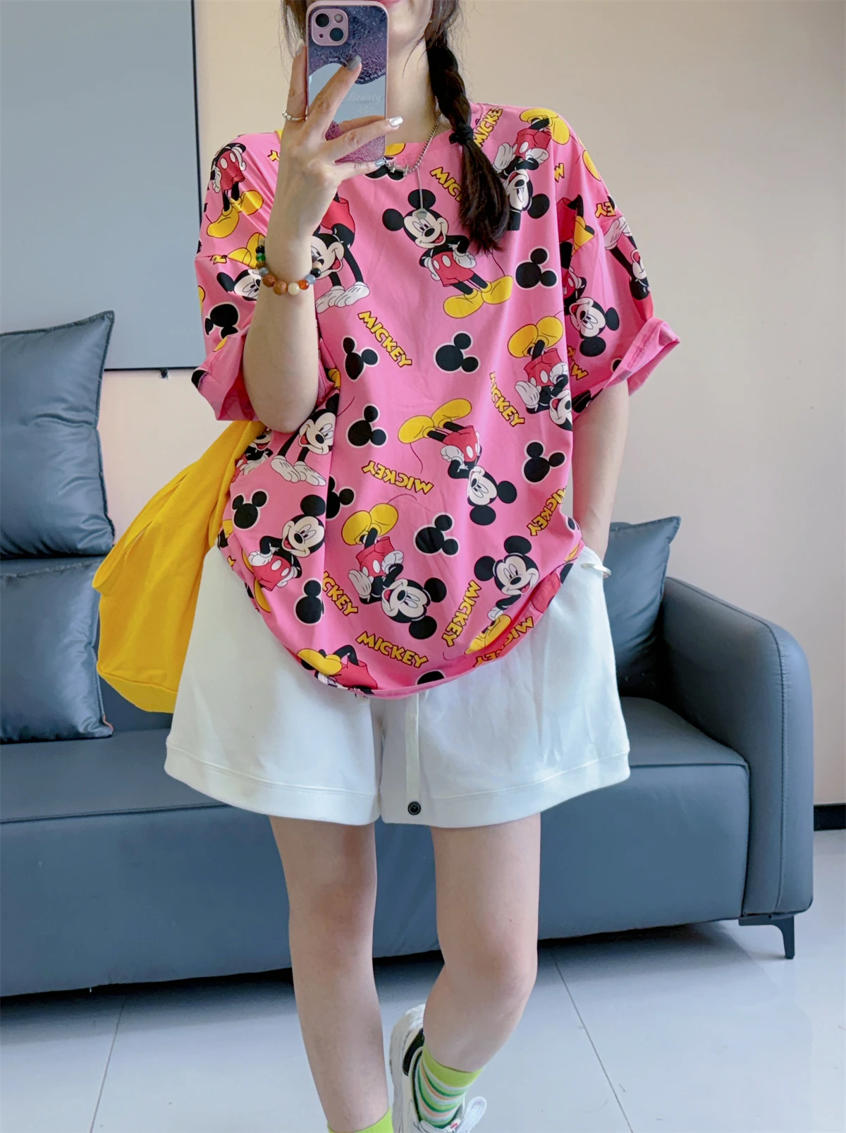 Verão novo algodão de manga curta camiseta feminina design sentido impressão dos desenhos animados médio e longo de manga curta camiseta branca