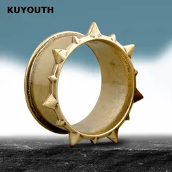 ​KUYOUTH Ring Ear Tunnels Plugs Expanders Gauges Stretchers Copper Earring Body Piercing Jewelry 2PCS