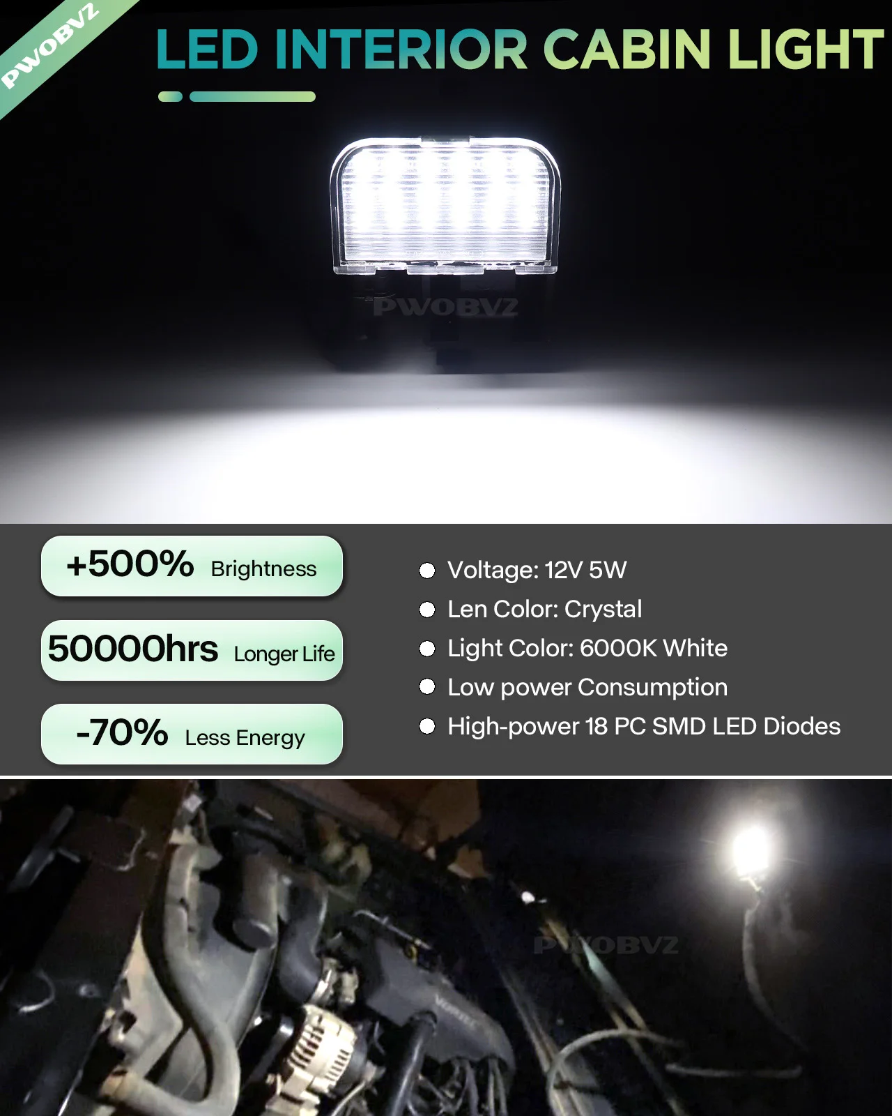 Car Accessories LED Under Hood Lights Compartment Utility Lamps For Chevrolet Express Silverado GMC Savana 1500 2500 3500
