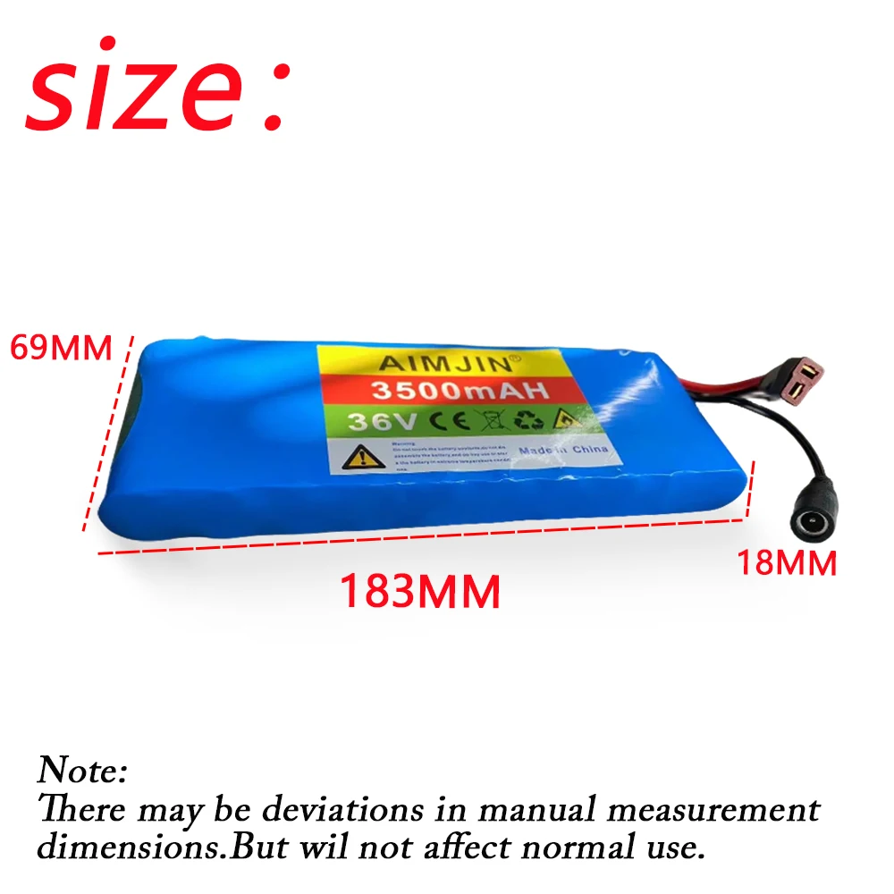 36V Battery 10S1P 3.5Ah 36V 3500mah 18650 Lithium Ion Battery Pack Ebike Electric Car Bicycle Scooter 20A BMS +42 V 2A Charger