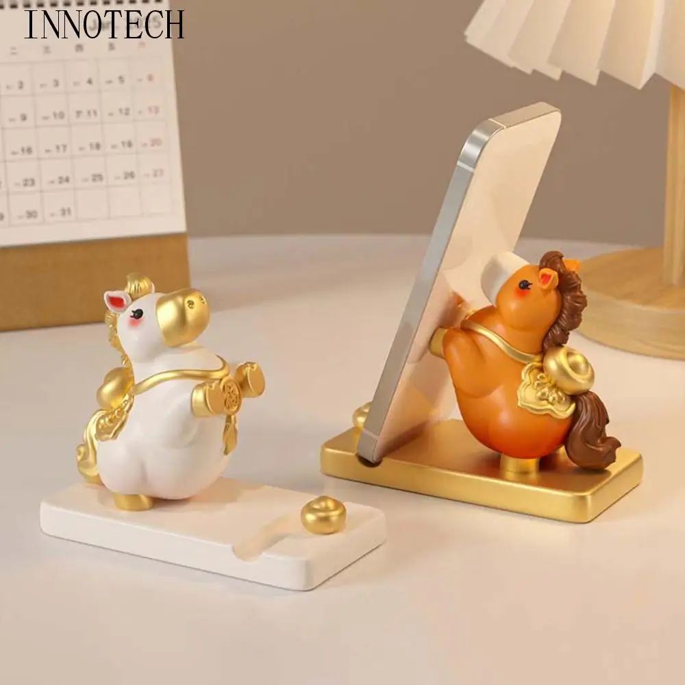 الحصان التميمة زودياك المهر حامل هاتف الراتنج زخرفة صغيرة حامل هاتف المحمول 2026 الحصان سنة المهر شكل حامل جوّال بلاستيكي الخليوي #1