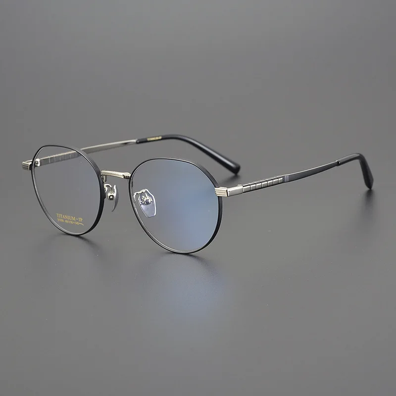 Top Quality Titanium Optical Glasses Frame Men Women Designer Vintage Round Prescription Eyeglass Frame Carving Eyewear