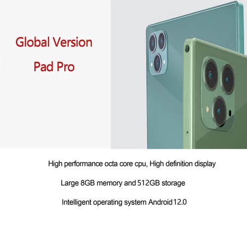 Imagen 2 del producto Tableta PC de 10,1 pulgadas, 8GB de RAM, 512GB de ROM, 10 núcleos, AI, velocidad, Google Play, 4G, LTE, llamadas telefónicas, SIM Dual, WiFi Dual, Android 12