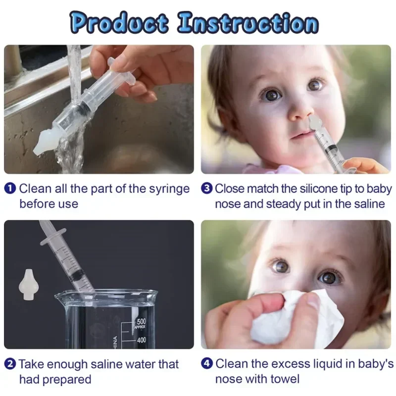 Baby Nose Tweezer Needle Tube Nasal Aspirator Nose Cleaning Brush Wash Tool ChildrenSyringe Nasal Irrigator Cleaner with &