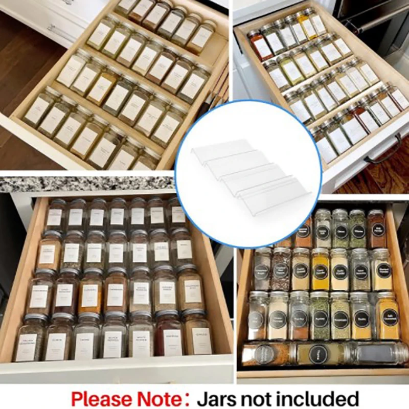 1PCS Clear Acrylic Spice Drawer Organizer,Seasoning Jars Drawers Insert,Kitchen Spice Rack Tray For Drawer (Jar Not Included)